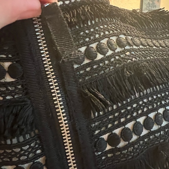 J Crew Black Fringe Lace Sheath Cocktail Dress Mid Length Style G1532 - Picture 4 of 5